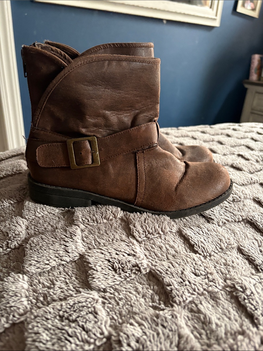Brown Buckle Ankle Boots